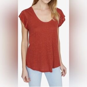 Sanctuary Ruby Scoop Neck Linen Tee Color Rust Sz XL NWOT